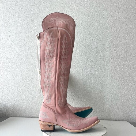 Lane LEXINGTON Over the Knee Womens Cowboy Boots 9 Blush Pink Western Cowgirl - Picture 2 of 13